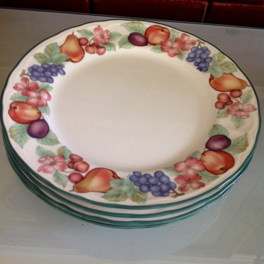 Set of 4 Noritake Epoch Collection Market Day Dinner Plates